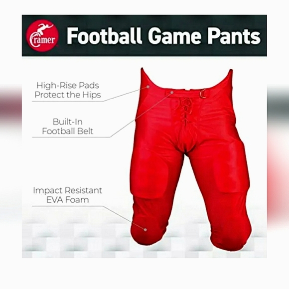 NEW Cramer Dazzle Game Padded Football Pants! Youth Size XL. Red. 3037 - Picture 8 of 10